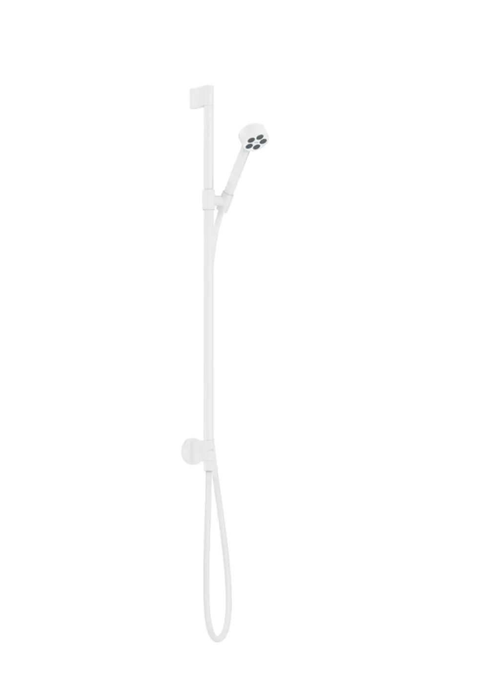 Weißes Brauseset mit Handbrause und Wandanschluss von AXOR. Das Set ist minimalistisch gestaltet und eignet sich für moderne Badezimmeranwendungen.